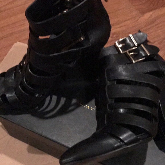 Black Leather Sandal/Bootie by BCBG - Picture 4 of 8